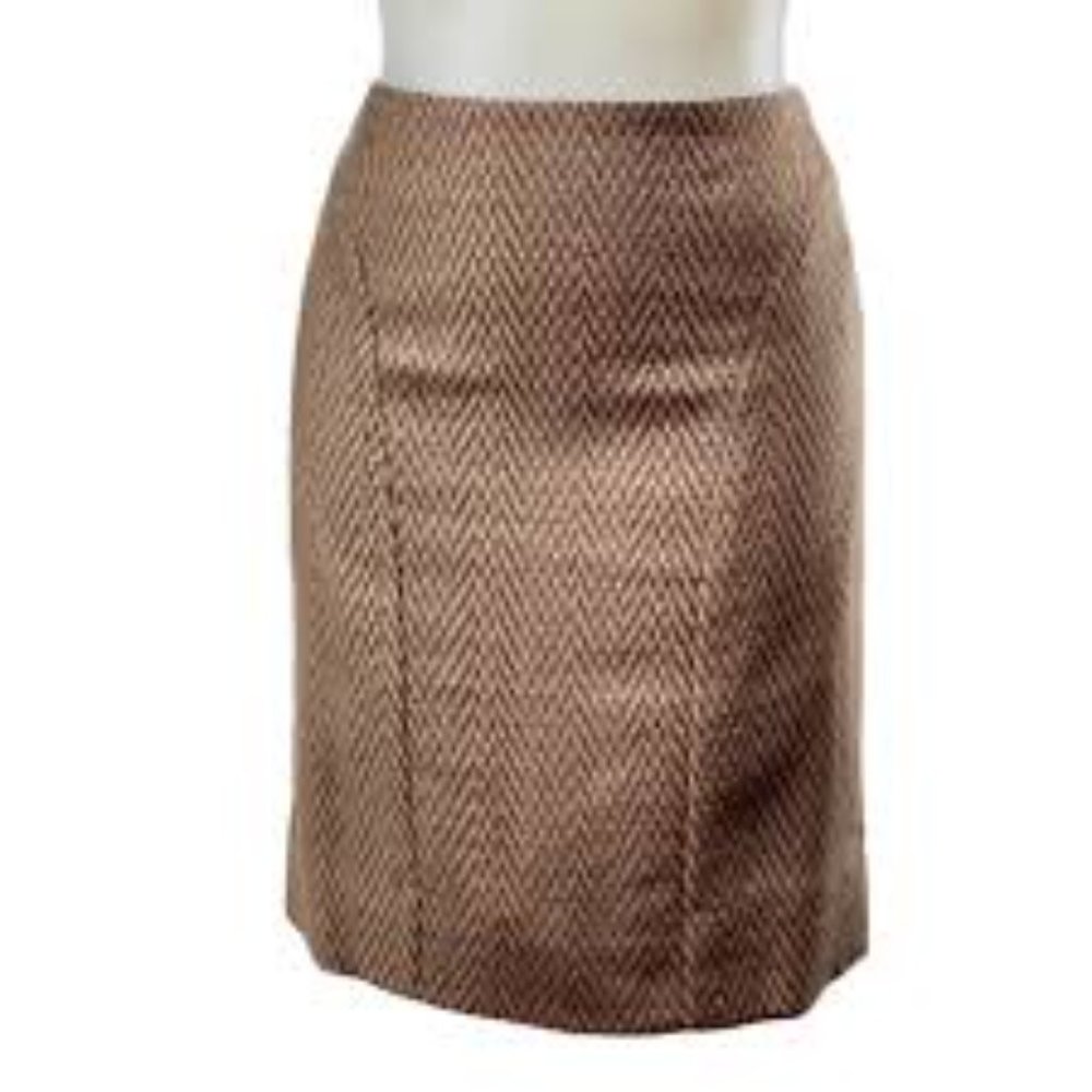 ANTHROPOLOGIE MAEVE Skirt Women's Contoured Seamed Pencil Brown Tweed (size 6)